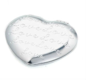 Miroir de sac Love argent