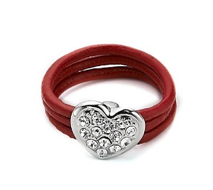 Bague en cuir Cassie rouge