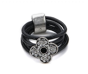 Bague cuir Elisa noir