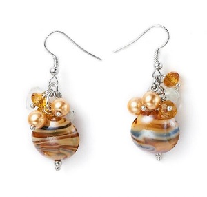 Boucle d'oreilles verre de Murano Palerme miel