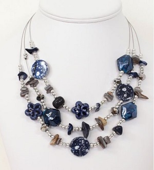 Collier fantaisie Panama bleu